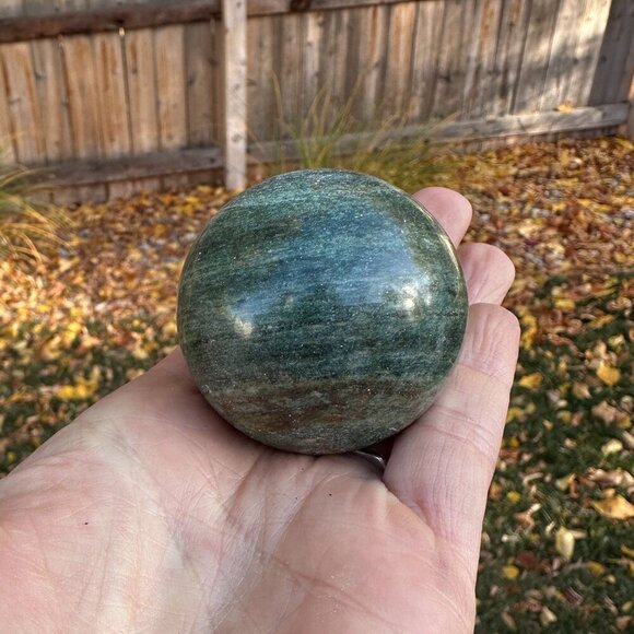 Nephrite Jade Crystal Sphere Green Chakra Stone Includes Tall Black Metal Stand - Picture 5 of 16